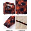 imageMAGCOMSEN Mens Flannel Shirt Fleece Lined Heavyweight Flannel Jacket Cotton Button Up Plaid Shirt Warm Winter CoatOrange
