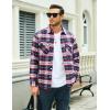 imageMAGCOMSEN Mens Flannel Shirt Fleece Lined Heavyweight Flannel Jacket Cotton Button Up Plaid Shirt Warm Winter CoatRed