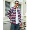 imageMAGCOMSEN Mens Flannel Shirt Fleece Lined Heavyweight Flannel Jacket Cotton Button Up Plaid Shirt Warm Winter CoatRed