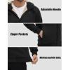 imageMAGCOMSEN Mens Fleece Hoodie Sherpa Jacket Full Zip Warm Fuzzy Windproof Winter Coats Hooded OutwearBlack