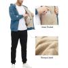 imageMAGCOMSEN Mens Fleece Hoodie Sherpa Jacket Full Zip Warm Fuzzy Windproof Winter Coats Hooded OutwearHaze Blue
