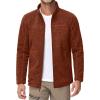 imageMAGCOMSEN Mens Fleece Jacket Lightweight Full Zip Jackets Casual Soft Warm Winter Coats Zip Up Sweater with PocketsBrick Red Heather
