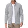 imageMAGCOMSEN Mens Fleece Jacket Lightweight Full Zip Jackets Casual Soft Warm Winter Coats Zip Up Sweater with PocketsWhite Heather