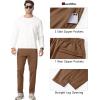 imageMAGCOMSEN Mens Fleece Lined Winter Warm Pants Water Resistant Workout Athletic Casual Sweatpants with 3 Zipper PocketsBrown