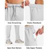 imageMAGCOMSEN Mens Fleece Lined Winter Warm Pants Water Resistant Workout Athletic Casual Sweatpants with 3 Zipper PocketsWhite