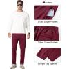 imageMAGCOMSEN Mens Fleece Lined Winter Warm Pants Water Resistant Workout Athletic Casual Sweatpants with 3 Zipper PocketsWine Red