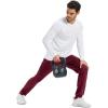imageMAGCOMSEN Mens Fleece Lined Winter Warm Pants Water Resistant Workout Athletic Casual Sweatpants with 3 Zipper PocketsWine Red