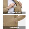 imageMAGCOMSEN Mens Lightweight Bomber Jacket Windproof Water Resistant Zip Up Coat Stand Up Collar Windbreaker with 3 PocketsKhaki