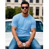 imageMAGCOMSEN Mens Pocket T Shirts Short Sleeve Cotton Moisture Wicking Plain Tshirts Casual Lightweight Summer Basic TeesWater Bluecotton