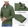 imageMAGCOMSEN Mens Shirts 14 Zip Fleece Pullover MidWeight Long Sleeve Sweatshirts Athletic ShirtsArmy Green