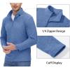 imageMAGCOMSEN Mens Shirts 14 Zip Fleece Pullover MidWeight Long Sleeve Sweatshirts Athletic ShirtsBlue Grey