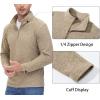 imageMAGCOMSEN Mens Shirts 14 Zip Fleece Pullover MidWeight Long Sleeve Sweatshirts Athletic ShirtsKhaki
