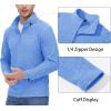 imageMAGCOMSEN Mens Shirts 14 Zip Fleece Pullover MidWeight Long Sleeve Sweatshirts Athletic ShirtsLight Blue