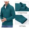 imageMAGCOMSEN Mens Shirts 14 Zip Fleece Pullover MidWeight Long Sleeve Sweatshirts Athletic ShirtsPeacock Blue