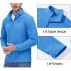 imageMAGCOMSEN Mens Shirts 14 Zip Fleece Pullover MidWeight Long Sleeve Sweatshirts Athletic ShirtsSea Blue