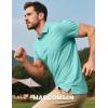 imageMAGCOMSEN Mens Short Sleeve Polo Golf Shirts 3Button Moisture Wicking Athletic TShirts Casual Collared ShirtLight Green