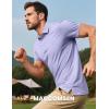 imageMAGCOMSEN Mens Short Sleeve Polo Golf Shirts 3Button Moisture Wicking Athletic TShirts Casual Collared ShirtLight Purple