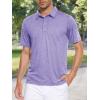 imageMAGCOMSEN Mens Short Sleeve Polo Golf Shirts 3Button Moisture Wicking Athletic TShirts Casual Collared ShirtLight Purple