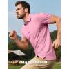 imageMAGCOMSEN Mens Short Sleeve Polo Golf Shirts 3Button Moisture Wicking Athletic TShirts Casual Collared ShirtPink