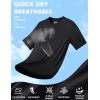 imageMAGCOMSEN Mens Short Sleeve UPF 50 Sun Protection Shirts Quick Dry Athletic TShirt Hiking Running Swimming Rash GuardBlack