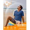 imageMAGCOMSEN Mens Short Sleeve UPF 50 Sun Protection Shirts Quick Dry Athletic TShirt Hiking Running Swimming Rash GuardBlue Gray