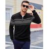 imageMAGCOMSEN Mens Sweaters 14 Zip Cotton Sweater Pullover Polo Sweaters Striped Fall Winter Warm SweatshirtsDark Black