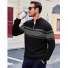 imageMAGCOMSEN Mens Sweaters 14 Zip Cotton Sweater Pullover Polo Sweaters Striped Fall Winter Warm SweatshirtsDark Black