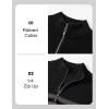 imageMAGCOMSEN Mens Sweaters 14 Zip Cotton Sweater Pullover Polo Sweaters Striped Fall Winter Warm SweatshirtsDark Black