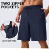 imageMAGCOMSEN Mens Swim Trunks with Compression Liner 9quot Quick Dry Beach Shorts with Zipper PocketsNavy