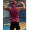 imageMAGCOMSEN Mens Tank Top Sleeveless Hoodie Cotton TShirt Summer Casual Shirt Muscle TeeWine Red