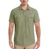 imageMAGCOMSEN Mens UPF 50 Fishing Shirts UV Sun Protection Cooling Quick Dry Short Sleeve Shirts for Hiking Safari CampingGrey Green