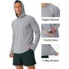 imageMAGCOMSEN Mens UPF 50 Sun Protection Hoodie Lightweight Long Sleeve Rash Guard Shirts Fishing Swim Athletic WorkoutLight Grey