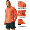imageMAGCOMSEN Mens UPF 50 Sun Protection Hoodie Lightweight Long Sleeve Rash Guard Shirts Fishing Swim Athletic WorkoutOrange