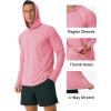 imageMAGCOMSEN Mens UPF 50 Sun Protection Hoodie Lightweight Long Sleeve Rash Guard Shirts Fishing Swim Athletic WorkoutPink