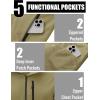 imageMAGCOMSEN Mens Waterproof Fleece Lined Rain Jacket Lightweight Softshell Raincoat with Hood Winter Hiking WindbreakerKhaki