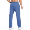 imageMAGCOMSEN Mens Winter Fleece Pants Sherpa Lined Sweatpants with Pockets Drawstring Lounge Running Athletic Warm PantsGrey Blue