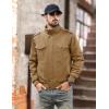 imageMAGCOMSEN Mens Winter Jacket Fleece Lined Work Jackets Waxed Canvas Shirt Jackets Warm Sherpa Trucker Military JacketKhaki