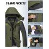 imageMAGCOMSEN Mens Winter Jacket Ski Snow Waterproof Fleece Coats Snowboard Warm Parka Raincoats with Hood 5 PocketsArmy Green