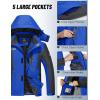 imageMAGCOMSEN Mens Winter Jacket Ski Snow Waterproof Fleece Coats Snowboard Warm Parka Raincoats with Hood 5 PocketsBlue