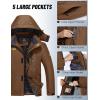 imageMAGCOMSEN Mens Winter Jacket Ski Snow Waterproof Fleece Coats Snowboard Warm Parka Raincoats with Hood 5 PocketsCoffee