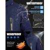 imageMAGCOMSEN Mens Winter Jacket Ski Snow Waterproof Fleece Coats Snowboard Warm Parka Raincoats with Hood 5 PocketsDark Blue