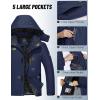 imageMAGCOMSEN Mens Winter Jacket Ski Snow Waterproof Fleece Coats Snowboard Warm Parka Raincoats with Hood 5 PocketsDark Blue