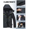 imageMAGCOMSEN Mens Winter Jacket Ski Snow Waterproof Fleece Coats Snowboard Warm Parka Raincoats with Hood 5 PocketsGrey Black
