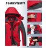 imageMAGCOMSEN Mens Winter Jacket Ski Snow Waterproof Fleece Coats Snowboard Warm Parka Raincoats with Hood 5 PocketsRed