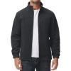 imageMAGCOMSEN Mens Winter Zip Up Polar Fleece Jacket Athletic Tactical Hiking Outdoor Jackets with 3 PocketsBlack