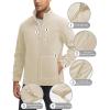 imageMAGCOMSEN Mens Winter Zip Up Polar Fleece Jacket Athletic Tactical Hiking Outdoor Jackets with 3 PocketsCream