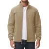 imageMAGCOMSEN Mens Winter Zip Up Polar Fleece Jacket Athletic Tactical Hiking Outdoor Jackets with 3 PocketsKhaki