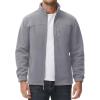 imageMAGCOMSEN Mens Winter Zip Up Polar Fleece Jacket Athletic Tactical Hiking Outdoor Jackets with 3 PocketsLight Grey
