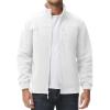 imageMAGCOMSEN Mens Winter Zip Up Polar Fleece Jacket Athletic Tactical Hiking Outdoor Jackets with 3 PocketsWhite