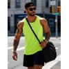 imageMAGCOMSEN Mens Workout Tank Tops Undershirt Cotton Muscle Athletic Sleeveless Shirts for Gym11fluorescent Green